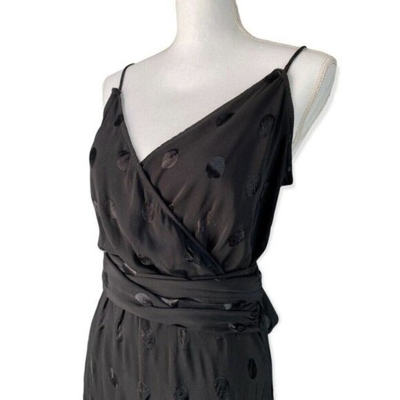 Zara Wrap Dress Polka Dot Satin Velvet Faux Sash wedding guest date size small - Picture 6 of 12
